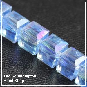 Chinese 6mm Cube Crystals - Sapphire AB